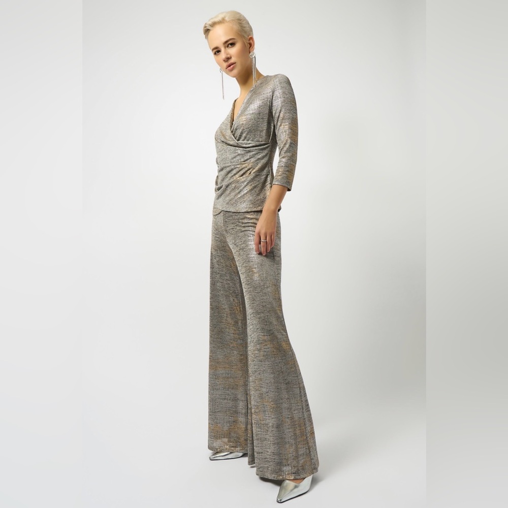 Joseph Ribkoff Silver and Gold Flare Pant
